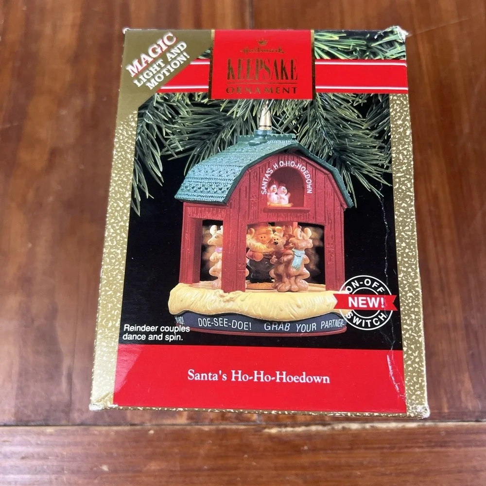 Hallmark Ornament 1990 Santa's Ho-Ho-Hoedown Magic Light & Motion, Untested